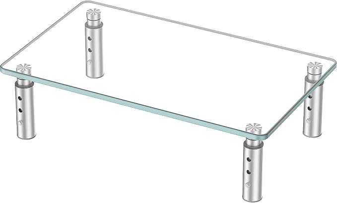 Hemudu Monitor Stand -3 Adjustable Height Monitor Riser, Computer Monitor Stand, Desktop Organizer, Monitor Stand Riser for PC, Computer, Laptop Clear