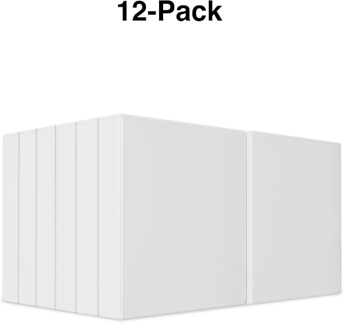 Staples Economy 1.5-Inch Round Ring Binder, White, 275 Sheets, 12-Pk | Lightweight binders for school and office document organization.