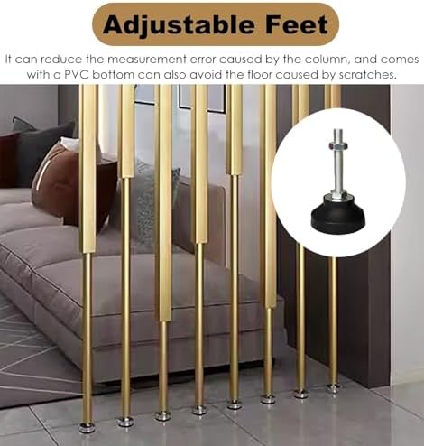 Room Divider Floor to Ceiling Room Dividers Pole - 2 Pieces, Gold Doorway Hotel Cubicle Cubicle Decor, DIY Separator Partition Bars with All Accessories(120cm/47.2in/3.9ft)
