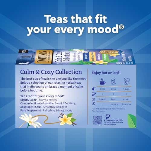 Twinings Calm & Cozy Bedtime Herbal Tea Variety, 20 Count, Pack of 6