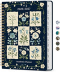 Planner 2026-2027, Jul 2026-Jun 2027 Academic Monthly & Weekly Planner | 6.3" x 8.5" Hardcover Pretty Calendar Planner for Women, Spiral Organizer for School Office Home Supplies, Blue Patchwork