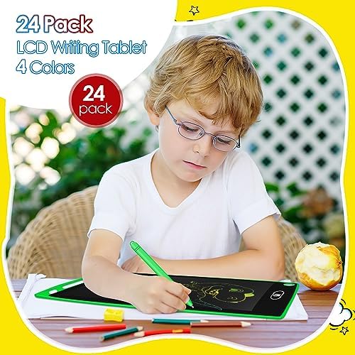 24 Pack LCD Writing Tablet Drawing Board 8.5 inch Colorful Drawing Tablet for Kids, LCD Erasable Doodle Pad Educational Toy Gift for Boys Girls (Blue,Black,Green,Pink)