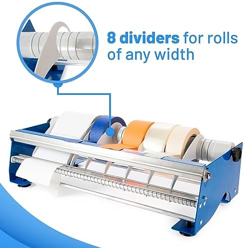 IDL Packaging 18" Manual Label and Tape Dispenser, 2" and Up Core Size, Adjustable Roll Width - Tabletop & Wall-Mounted Multi Roll Holder - Industrial Grade Steel Construction
