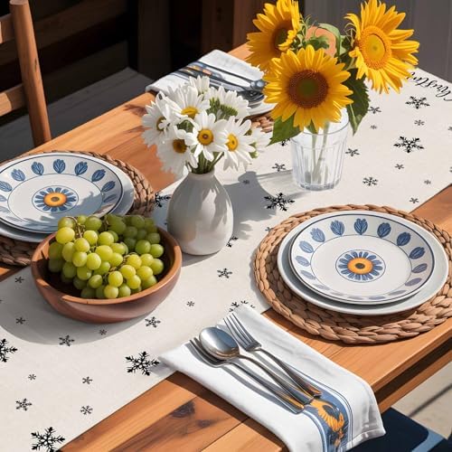 Red Black Christmas Tree Table Runner Dresser Scarf 13 x 60 Inch Polka Dots Xmas Tree Snowflake Linen Table Runners Non-Slip Heat Resistant Kitchen Dining Table Decor for Home Holidays Indoor Outdoor