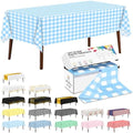 CXPSINC 54 Inch X 300 Feet Plastic Table Cover Roll Disposable Tablecloth with Slide Cutter for All Type/Shape Tables | Party, Banquet, Birthdays, Weddings(Light Blue Checkered, 300 Feet)