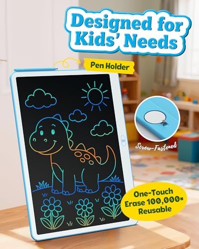 Bravokids 20 Inch LCD Writing Tablet for 3-8 Year Olds - Electronic Drawing Pad and Doodle Board as Educational Birthday Gifts for Girls and Boys (Blue)