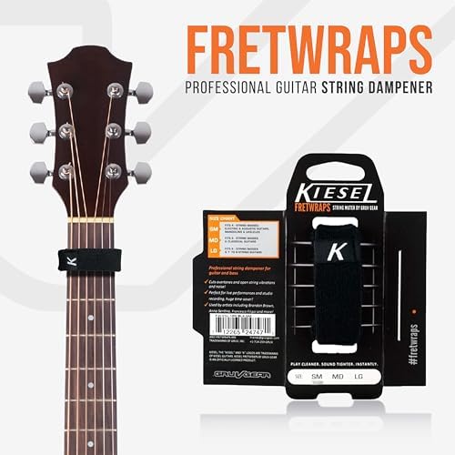 Gruv Gear Fret Wrap & Guitar Mute Keisal Edition, Fretwrap for Acoustic, Electric & Bass | String Dampener Recording, Tapping & Practice Accessory (1 Pack, Large Black, Fits 6 String Bass, 8 String