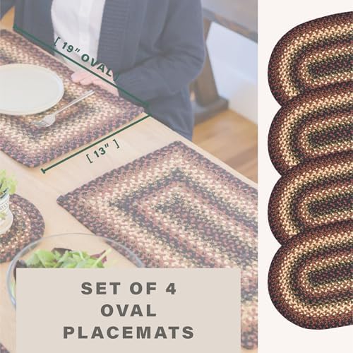 Homespice Prescott Jute Braided Placemats, Oval 13x19 Set of 4