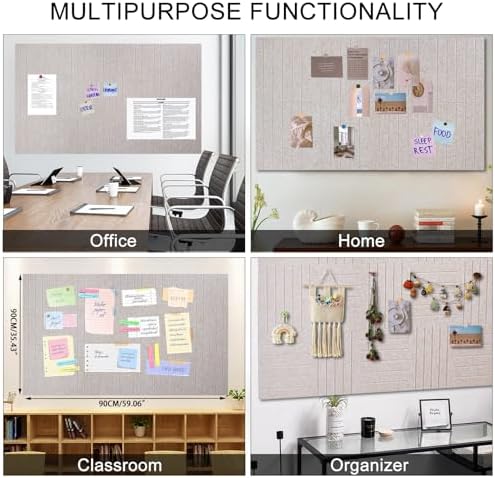15 Pack Felt Bulletin Board Tiles (12x12 Inch) Self Adhesive Cork Board Alternative for Walls with 30 Push Pins Decorative Acoustic Panels & Pin Board for Home Office, Classroom, Vision Board Decor