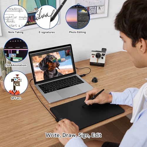 VEIKK VK1060 Pen Drawing Tablet, 10 x 6 Inch Graphics Tablet with 8 Shortcut Keys, 8192 Levels Battery Free Pen Supports Tilt Function, Work for Digital Art Drawing, Design or Online Work