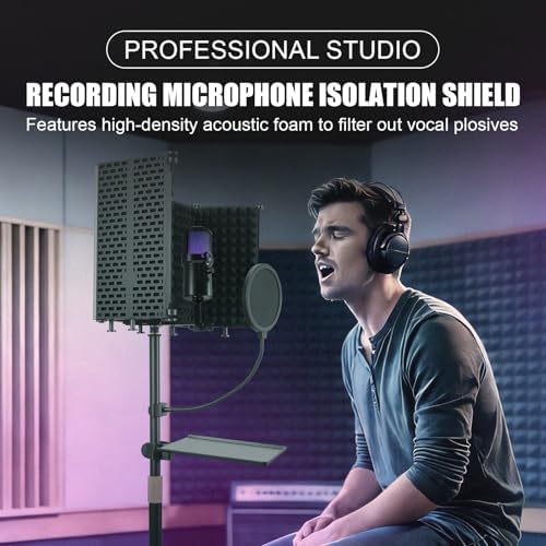 Microphone Isolation Shield with Tripod Stand & Pop Filter