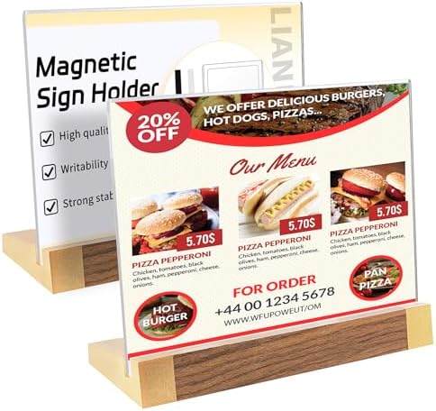 Acrylic Sign Holder 8.5 x 11, L-Shape Horizontal 2 Pack for Tabletop