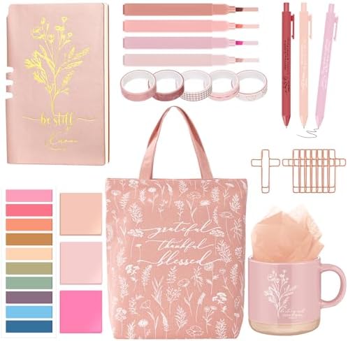 Reallnaiv Housekeeping Mug Bag Notebook Highlighter Pen Note, Pink