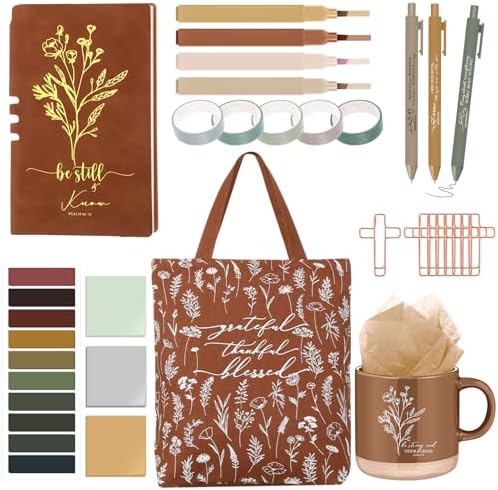 Reallnaiv Housekeeping Mug Bag Notebook Highlighter Pen Note, Brown
