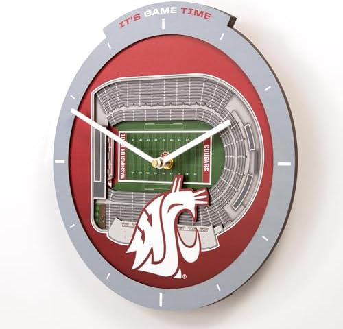 YouTheFan NCAA Washington State Cougars StadiumView 3D Wall Clock