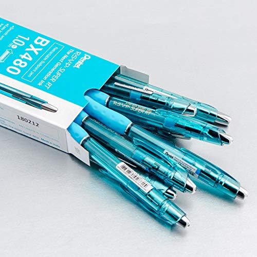 Pentel RSVP Super RT Ballpoint Pen, (1.0mm) Medium Line, Sky Blue Ink, Box of 12 (BX480-S)