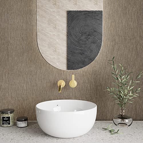 CRE8TIVE Wide 24"x118" Tan Grasscloth Peel and Stick Wallpaper Fabric Linen Contact Paper for Cabinets Waterproof Self Adhesive Removable Textured Wallpaper Grass Cloth Vinyl Roll for Bathroom Bedroom