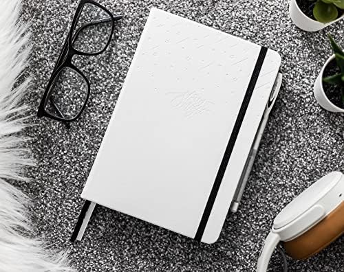Scribbles That Matter Black Paper Bullet Dotted Journal Notebook | A5 Starry Night Free white gel pen | 160gsm Blackout no-bleed dot grid paper | For Men and Women | 5.75 x 8.5 in | White