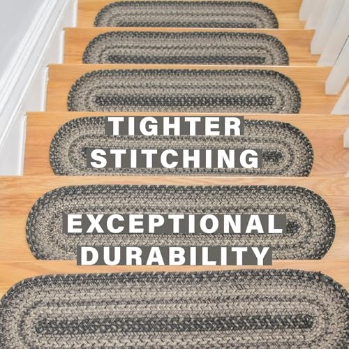 Homespice Flint Hill Jute Braided Stair Treads, Rect 8x28 Set of 13