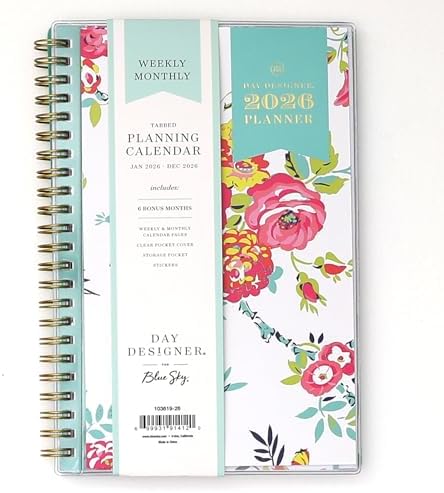 Blue Sky Day Designer 2026 Weekly & Monthly Planner, 5"x8", Peyton White