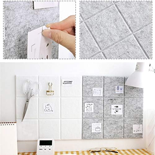 Large Felt Board Tiles for Wall with Pack of 6 Pin Board Notice Boards for Home Office Kitchen, Bulletin Board Wall Tiles for Photos Memos (Drak Grey+Light Grey, 6 Pack)