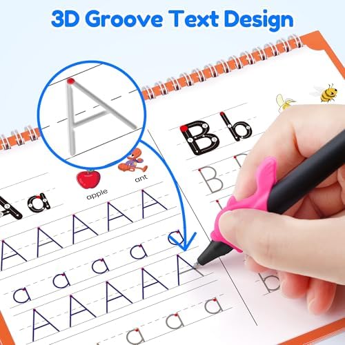 Magic Grooved Writing Practice for Kids 3-8, Grooved Handwriting Workbook