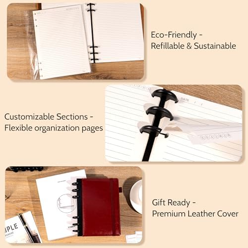 Yoment Refillable Journal Notebooks for Work, Journal for Women Men,Red