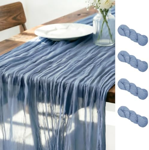 Blue Cheesecloth Table Runner Fall Boho Wedding Birthday Home Decor
