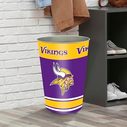 FANMATS 34705 NFL - Minnesota Vikings Wastebasket | Purple | 15"x10.5"x10.5" | Primary Logo, Helmet, & Wordmark