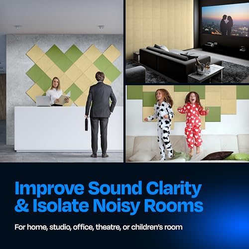 Acoustic Panels 12-Pack Soundproof Wall Panels 12"X12"X0.4" Sound Panels High Density Sound Dampening Panels - [Cancun Sand Square]