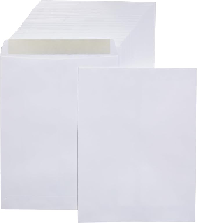 Amazon Basics Catalog Self Seal Envelopes for Documents, Booklets, Mailers, 10x13 Inch, 28 lb, White, 250-Pack