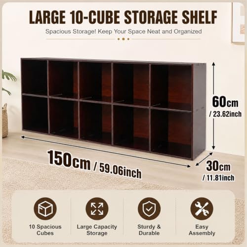 Storage Organizer, Pine Wood Bookshelf, Cube Shelf, Open Display Bookcase
