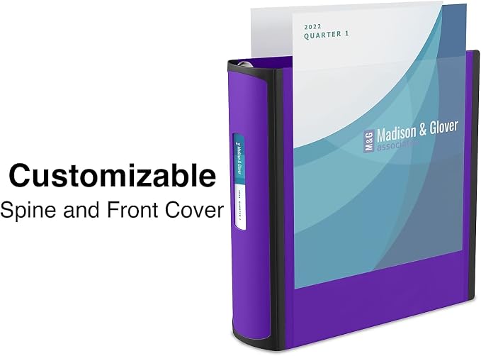 Staples Better 3-Inch D-Ring 3-Ring Binder, Purple, 600 Sheets | Reinforced spine for durable everyday school and office document storage.