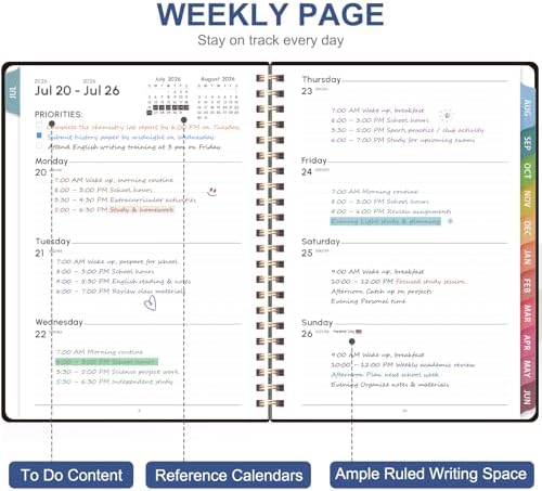 Planner 2026-2027, Weekly and Monthly Calendar Planner, JUL 2026 - JUN 2027
