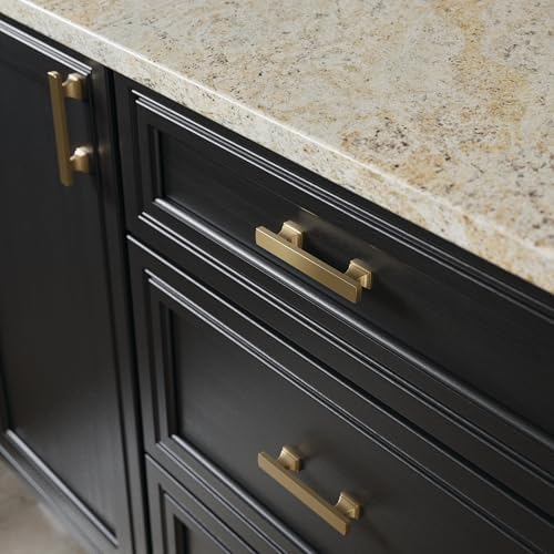 Franklin Brass 10 Pack Champagne Bronze Gold Cabinet Handles 3 inch (76mm) Kitchen Cabinet Handles and Drawer Pulls for Cupboards and Dressers | Tiered Foot