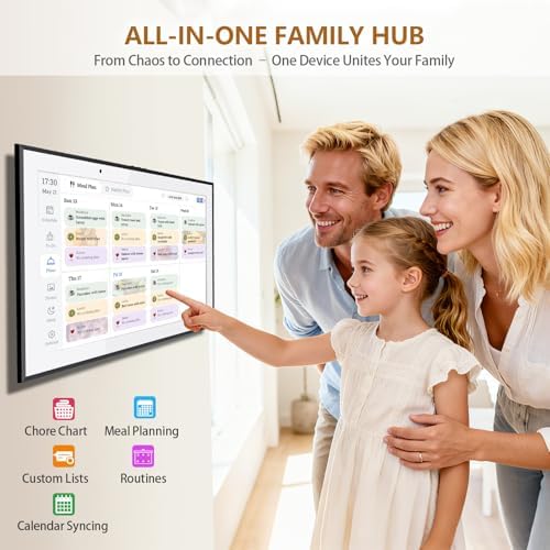 15.6 Inch Digital Calendar Wall Touch Screen Chore Chart, HD Electronic Smart Family Calendar Interactive Display Calendar and Cloud Photo, Gifts for Women Men Kids, Gifts for Mom Dad