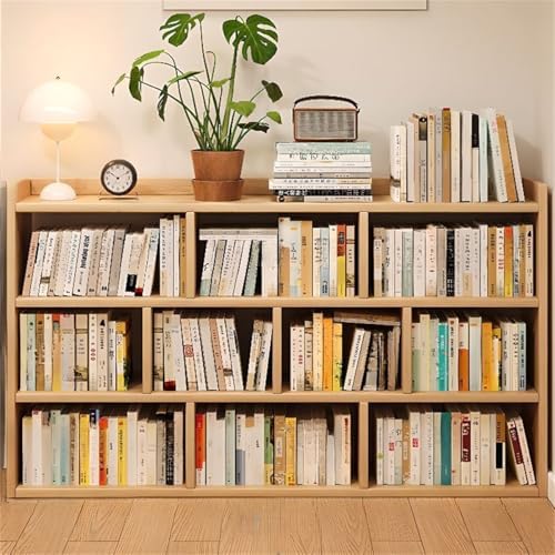 Lumber Organizer Shelf 3/4 Shelves, Lateral Filing or Vertical, Closed Back Floor-Standing Bookshelf Rack Bookcase Cabinet Tiered Shelf Grid Storage Unit Natural 55.1" L x 7.9" W x 35.4" H