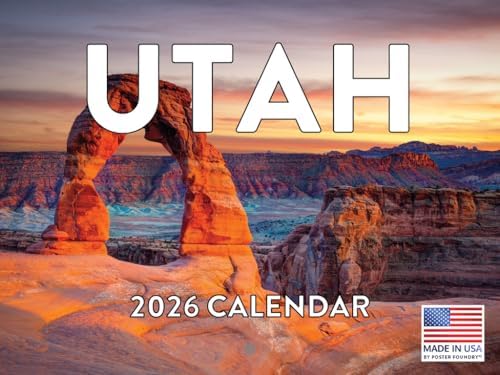 Utah Calendar 2026 Wall 12 Month Monthly UT Scenic Souvenirs Themed Gifts | American Made In The USA