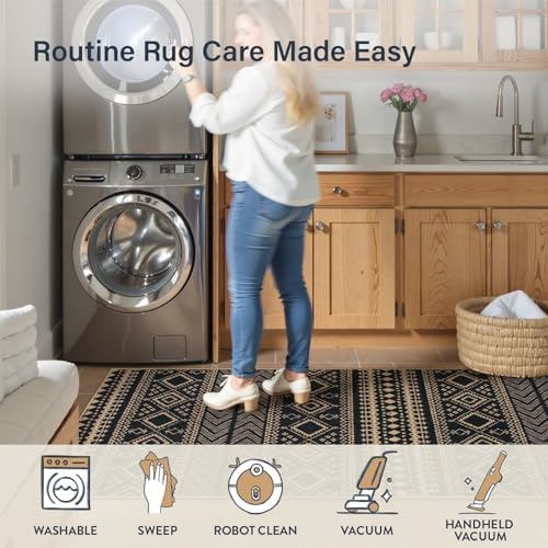 Lahome Boho Kitchen Runner Rug, 2x8 Easy Jute Laundry Room Rug