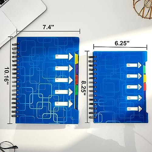 CAGIE Spiral Notebook 5x7 5 Subject Notebook with Dividers, Blue