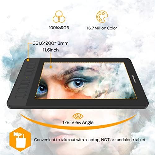 GAOMON PD1161 11.6" Drawing Tablet with Screen, Tilt & 8 Keys, Portable