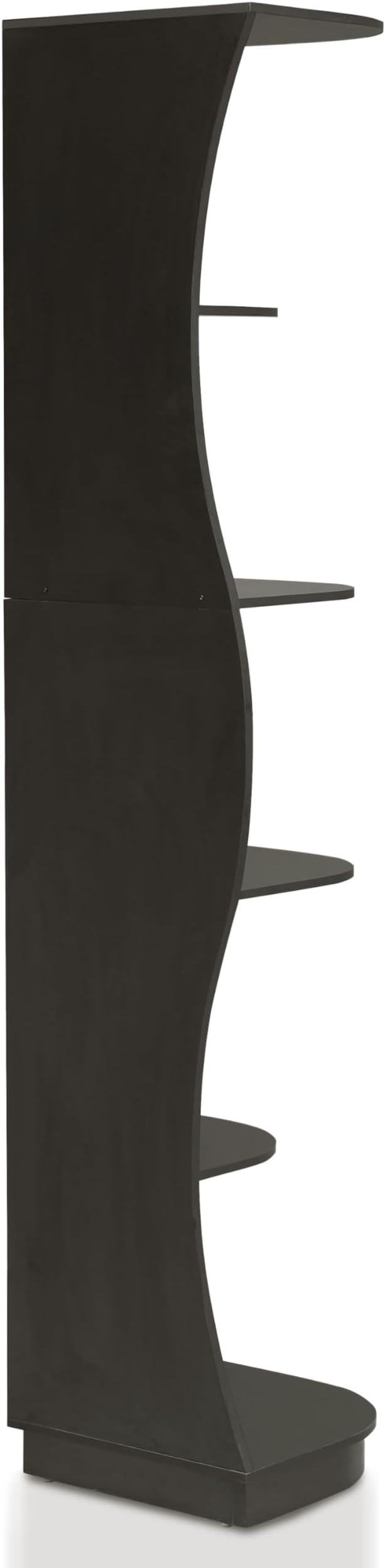 Homes: Inside + Out Connelly Modern 5 Shelf LED Bookcase, Unique Thin Wood Bookshelf with Storage and Remote, Office Shelving,Tall Book Shelf for Bedroom, Living Room and Small Spaces, Black