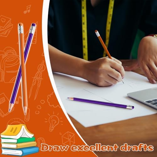 24 PCS Purple Orange Colored Pencils, Pre-sharpened Professional Wooden Art Pencils Set for Artists Painting | Premium Drawing Sketching Supplies (orangepurple)