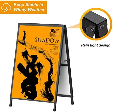 Relx 24x36 Inch A Frame Sign, Double-Sided Metal Sandwich Board, Heavy Duty Slide-in Sidewalk Signs for Outdoor Street Advertising Poster (Frame only)