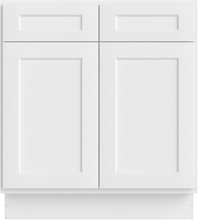 Furinno Shaker Bath Vanity Cabinet Without Top, 2-Door, White | 21 D x 30 W x 34.5 H, Adjustable Hinges, Soft-Close Shaker-Style Door, Ready to Assemble, Plywood, for Bathroom, Washroom