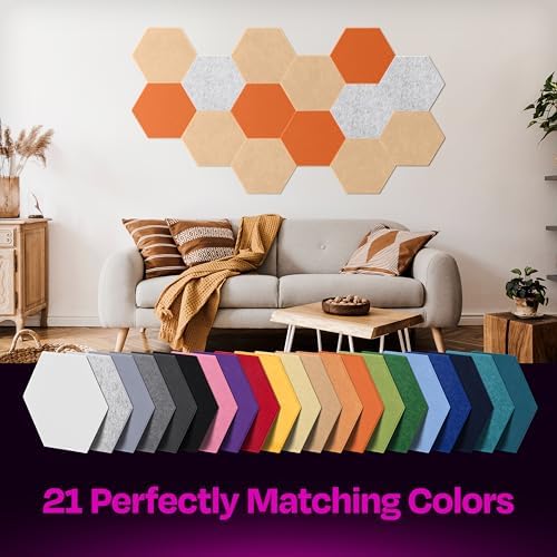 Acoustic Panels 12-Pack Soundproof Wall Panels 14"X12.1"X0.4" Sound Panels High Density Sound Dampening Panels - [Soft Camel Hexagon]