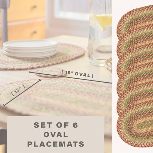 Homespice Azalea Jute Braided Placemats, Oval 13x19 Set of 6