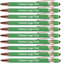 Personalized Pens Ballpoint with Stylus, Grass Green, 10 Pcs