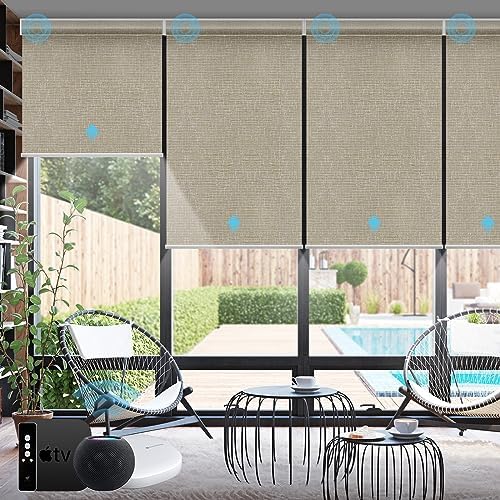 SmartWings Motorized Smart Roller Shades, 100% Blackout Safari Biscuit