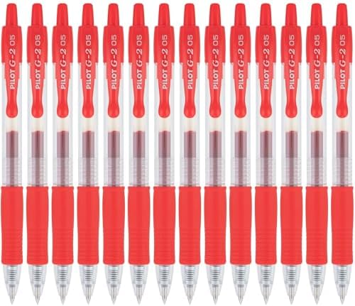 PILOT G2 Premium Retractable Rolling Ball Red Gel Pens, 0.5mm, 12-Pack